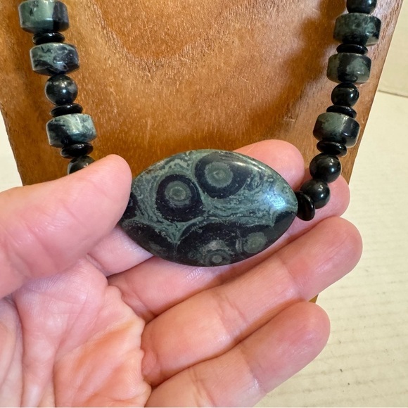 Stunning Natural Kambaba Jasper Gemstone Necklace Vintage Beaded Statement RARE - Picture 10 of 16